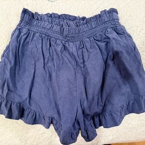 Aerie High Waist Blue Ruffle Shorts